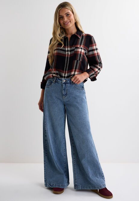 Womens Light Blue Extreme Wide Leg Jeans | Peacocks