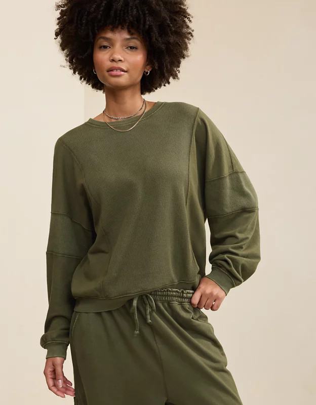 Aerie Unwind Waffle Long Sleeve T-Shirt | Aerie