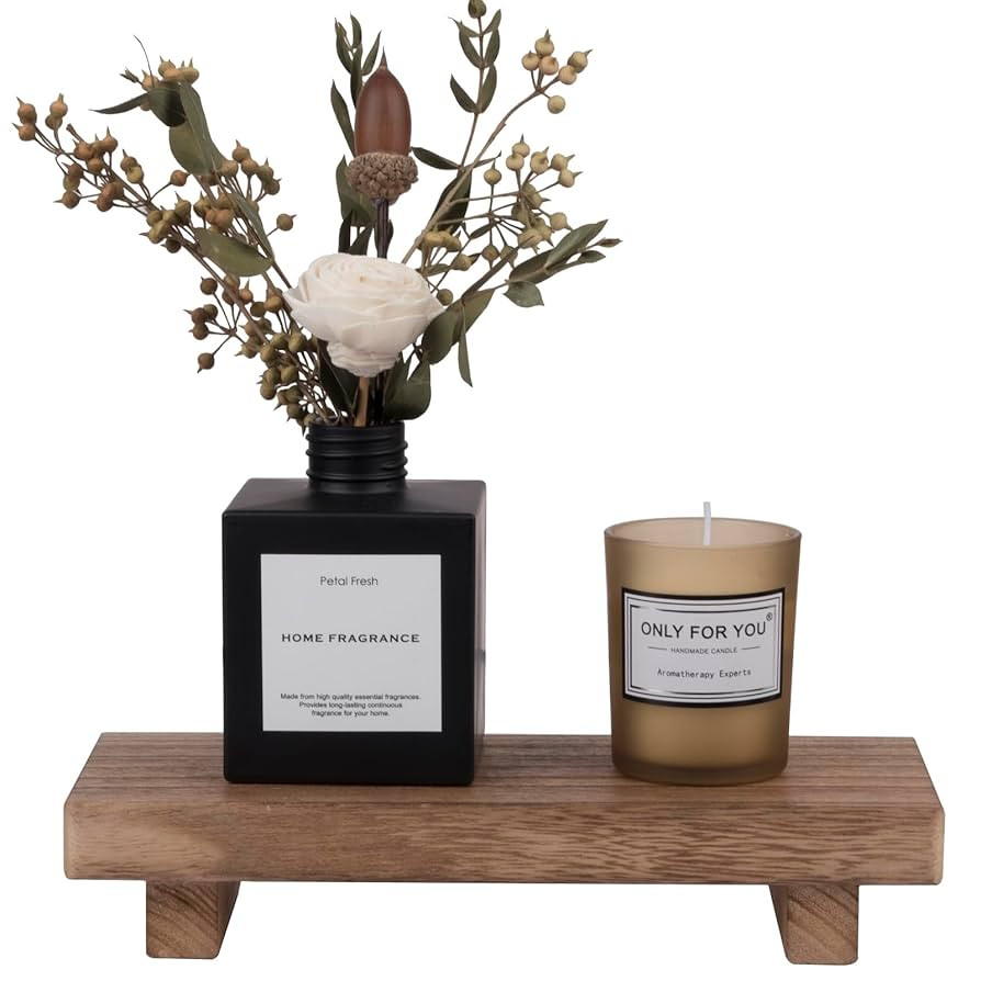 Small Wood Tray Pedestal Stand Farmhouse Bathroom Decor Decorative Wooden Riser Kitchen Soap Dish... | Amazon (US)