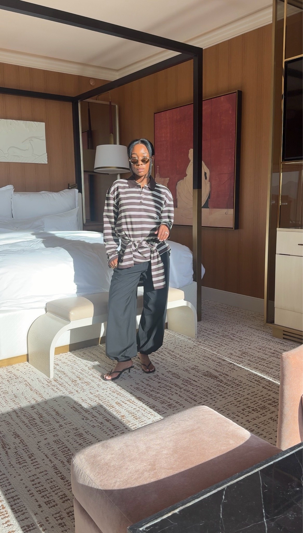 Striped polo and black wool pants

#LTKootd #LTKPetite #LTKWorkwear