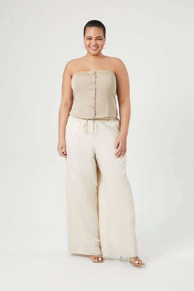 Plus Size Twill Wide-Leg Pants | Forever 21