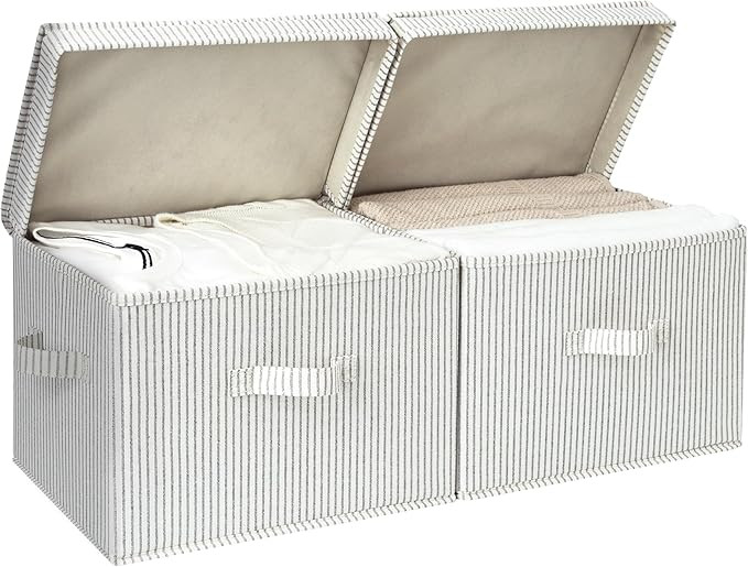 StorageWorks Fabric Storage Bins with lid, Decorative Boxes for Shelves, Closet Organizer Basket ... | Amazon (US)