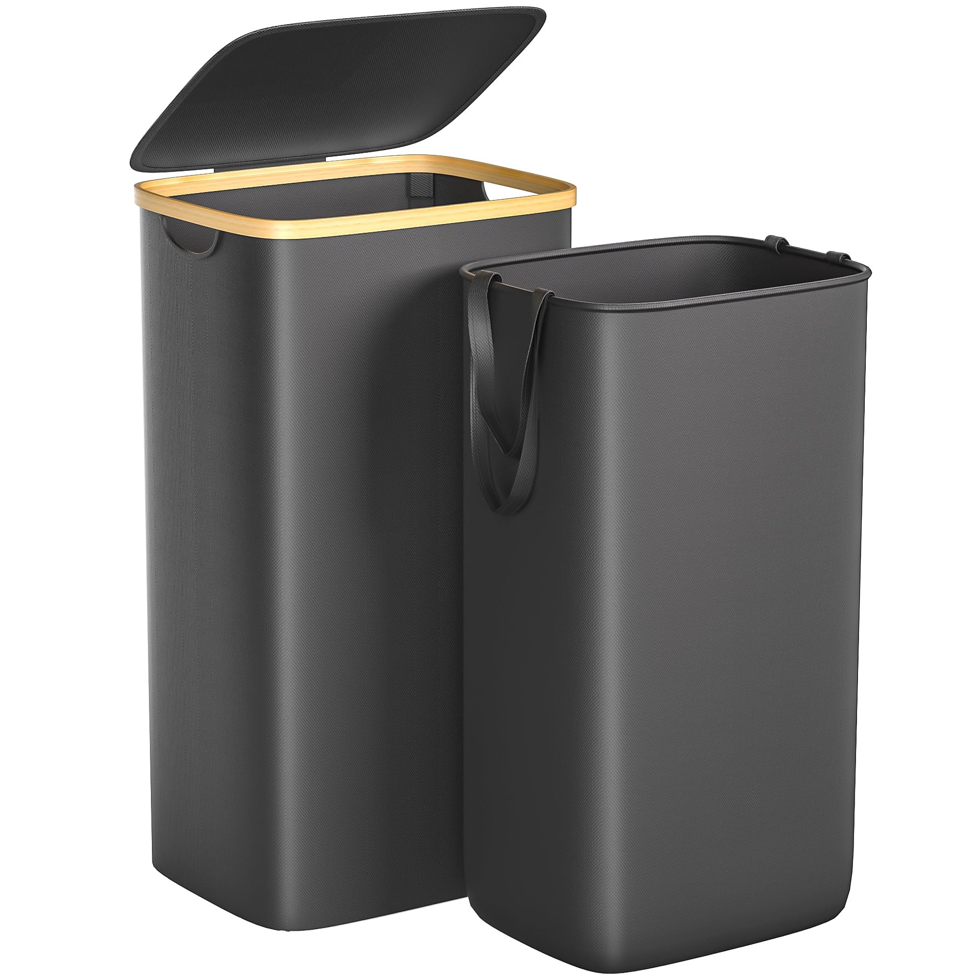 Large Laundry Hamper, 100L Waterproof Laundry Basket with Lid and Removable Bag, Collapsible Tall... | Amazon (US)