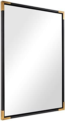 ANDY STAR 22"x30" Black and Gold Mirror, Matte Black Rectangle Mirror for Bathroom, Wood Framed B... | Amazon (US)