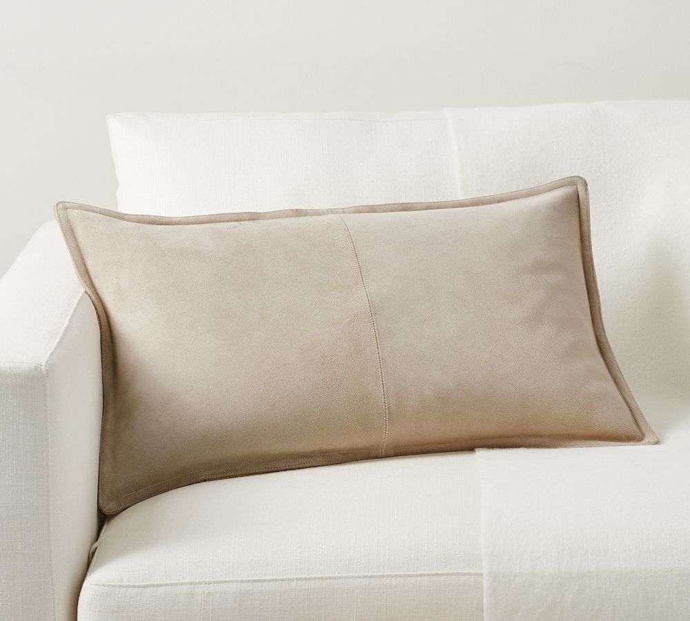 Pieced Suede Lumbar Pillow | Pottery Barn (US)