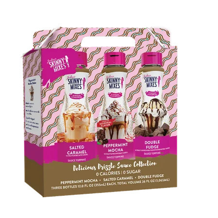 Jordan's Skinny Mixes Sugar Free Drizzle Sauce Collection: Salted Caramel, Peppermint Mocha and Double Fudge - zero calories, 12.0 FL oz each bottle (pack of 3) | Walmart (US)