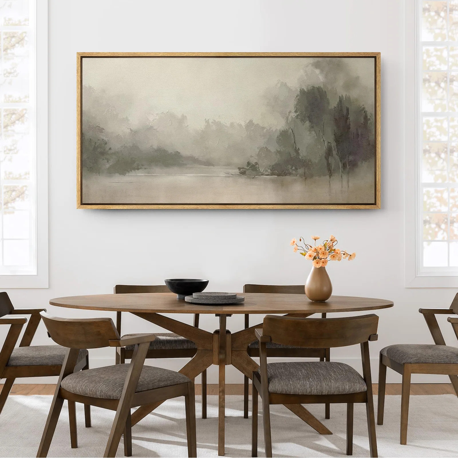 IDEA4WALL Rustic Countryside "Misty Forest Abstract Landscape Calm Extra Large Framed Artwork Wal... | Wayfair North America