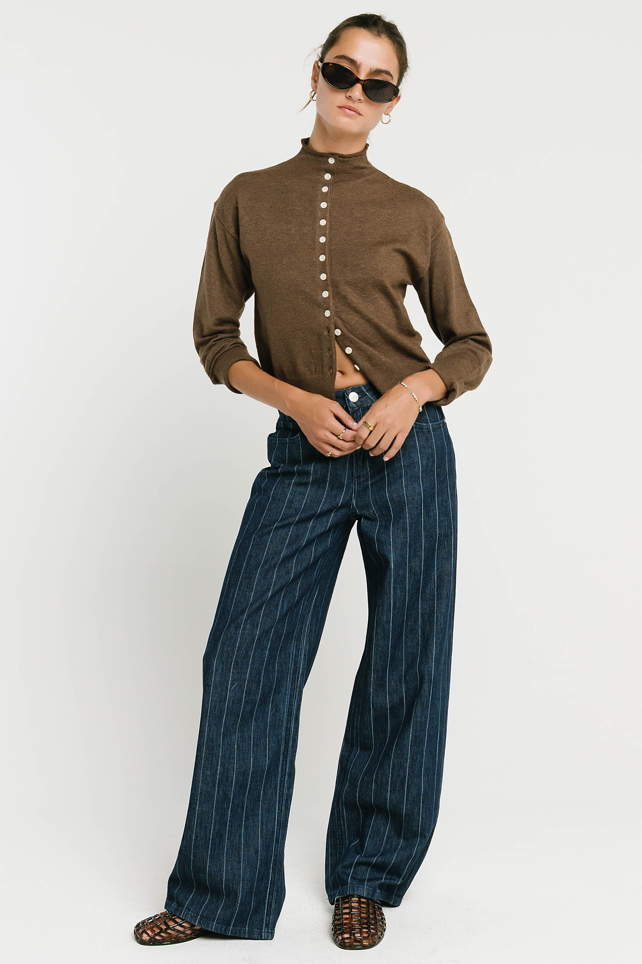 Maya Button Up Sweater in Brown | Böhme US