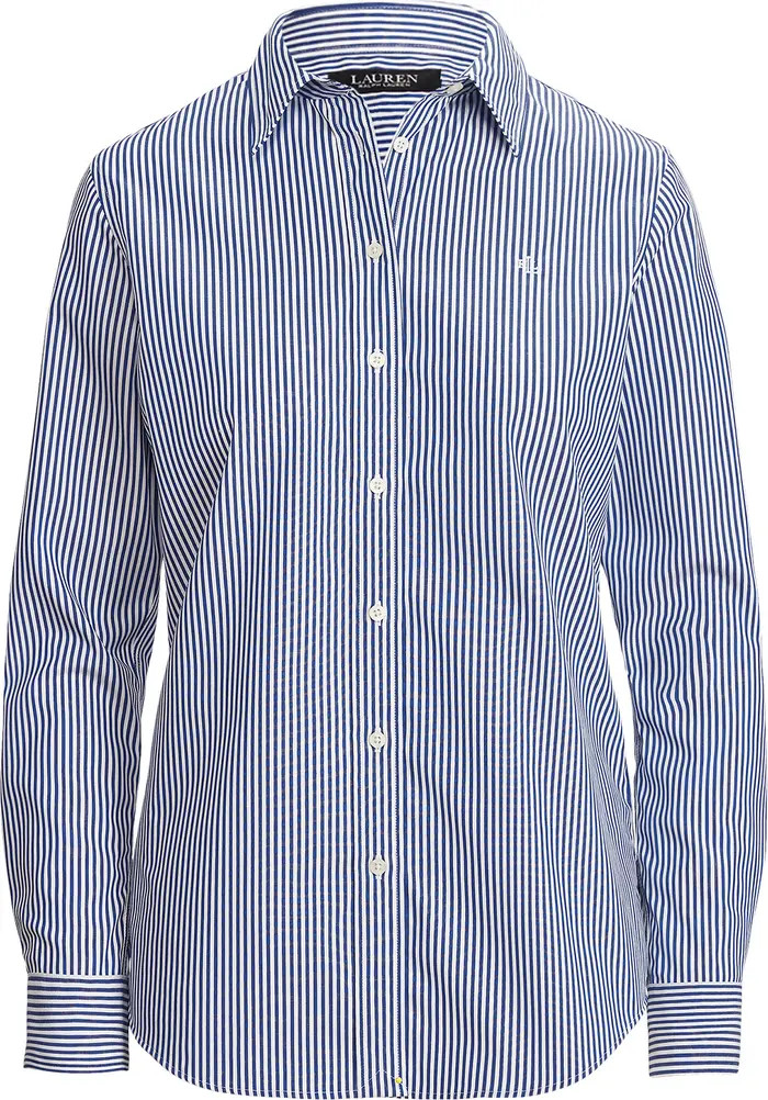 Lauren Ralph Lauren Stripe Easy Care Cotton Shirt | Nordstrom | Nordstrom