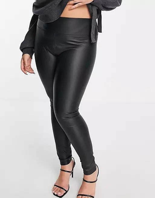 Outrageous Fortune Plus leather look leggings in black | ASOS | ASOS (Global)