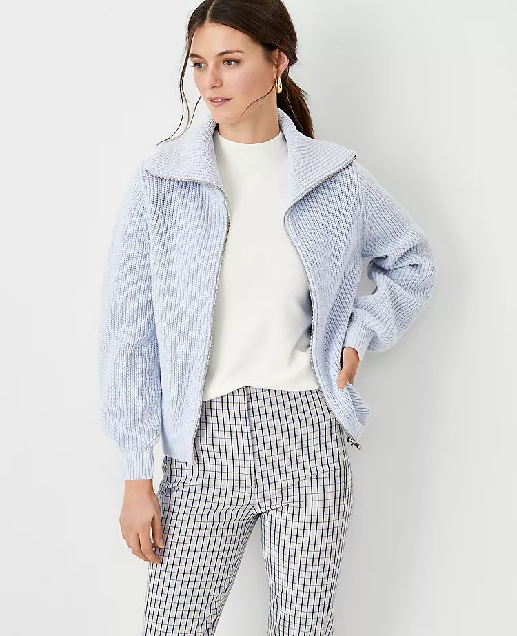 Collared Zip Sweater Jacket | Ann Taylor (US)