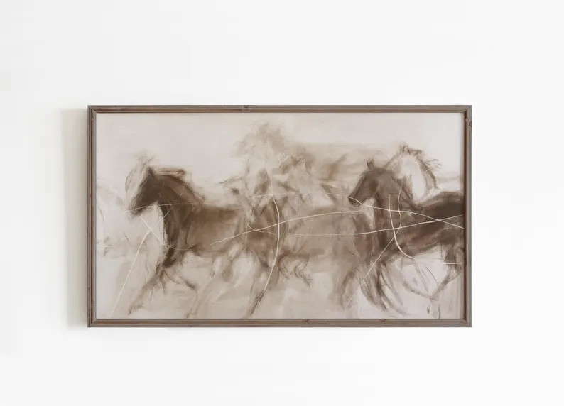 Frame TV Art Neutral Abstract Horse Art, Western Samsung Screensaver - Etsy | Etsy (US)