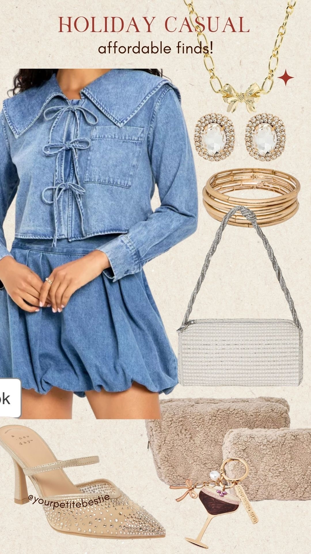 Affordable find, huge sale on this denim jacket! Holiday casual look that is so cute! 

#LTKFindsUnder50 #LTKSaleAlert #LTKHoliday