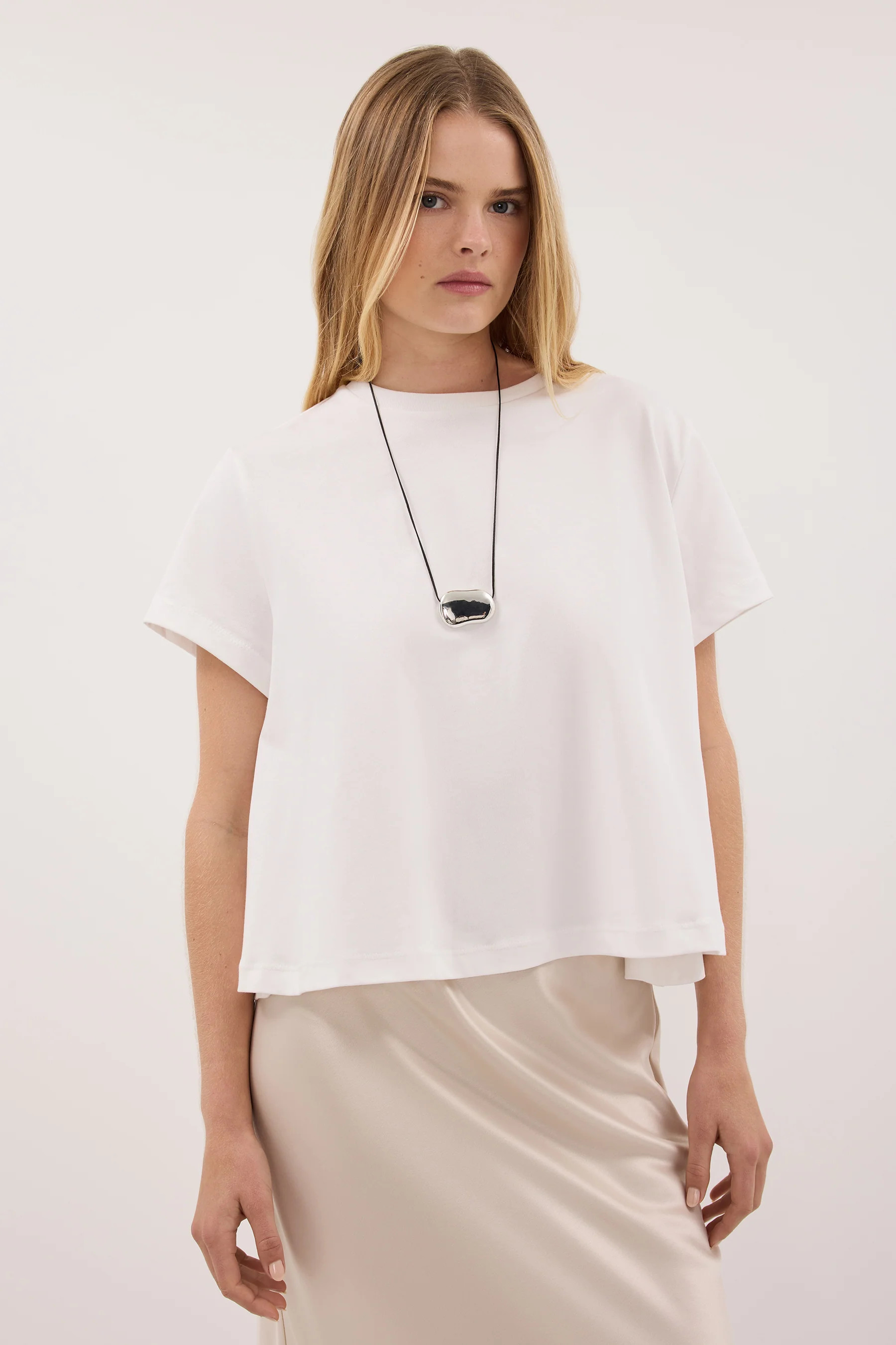 TATUM WHITE COTTON TEE | DISSH