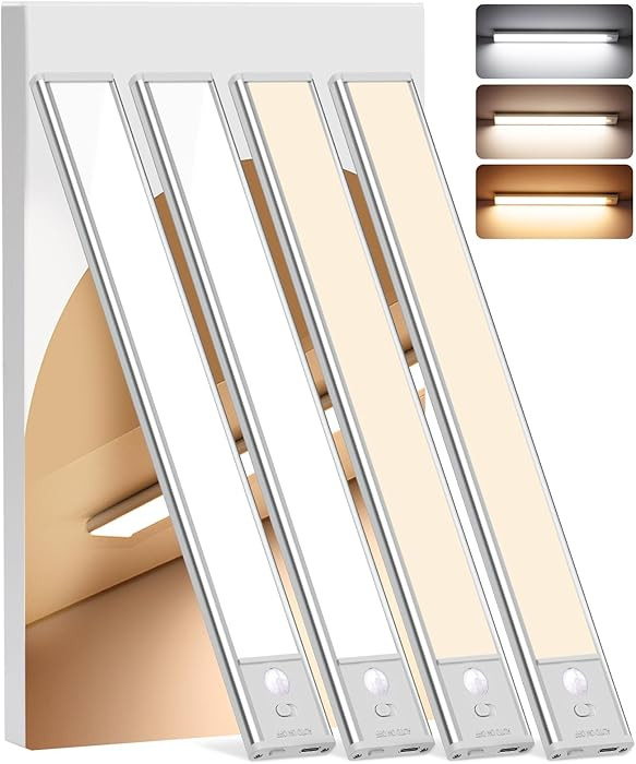 Under Cabinet Lighting Wireless, 4Pack Motion Sensor Light Indoor with 3 Color Temps, Dimmable Cl... | Amazon (US)