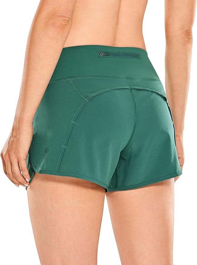 CRZ YOGA Women's Quick-Dry Athletic Sports Running Workout Shorts with Zip Pocket - 4 Inches | Amazon (US)