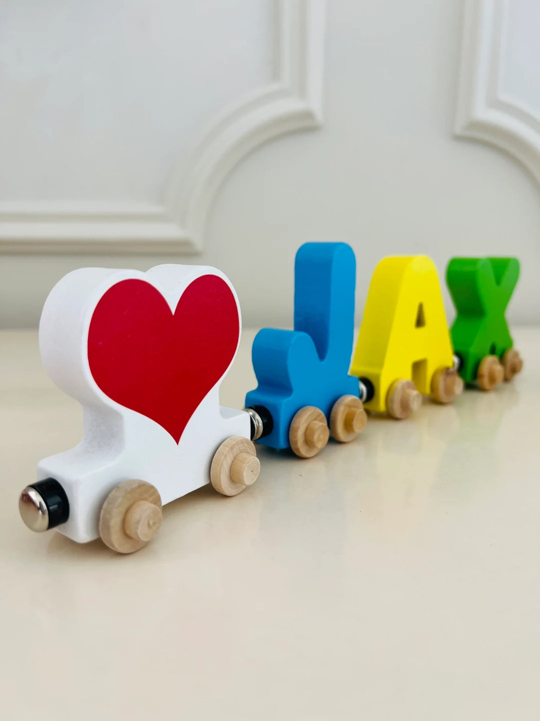 Build your own Train with a Heart attachment. Personalized Wooden Magnetic Alphabet Letters. Kids... | Etsy (US)
