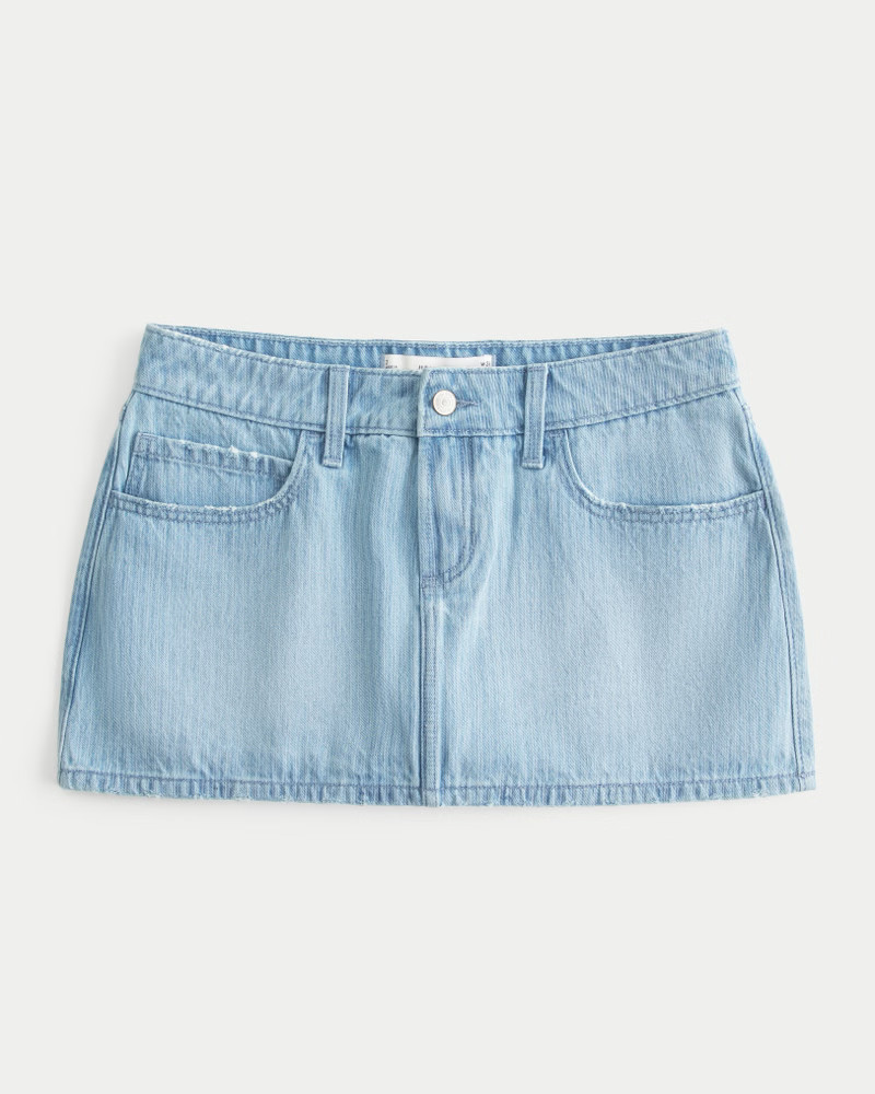 Low-Rise Railroad Stripe Denim Mini Skort | Hollister (US)
