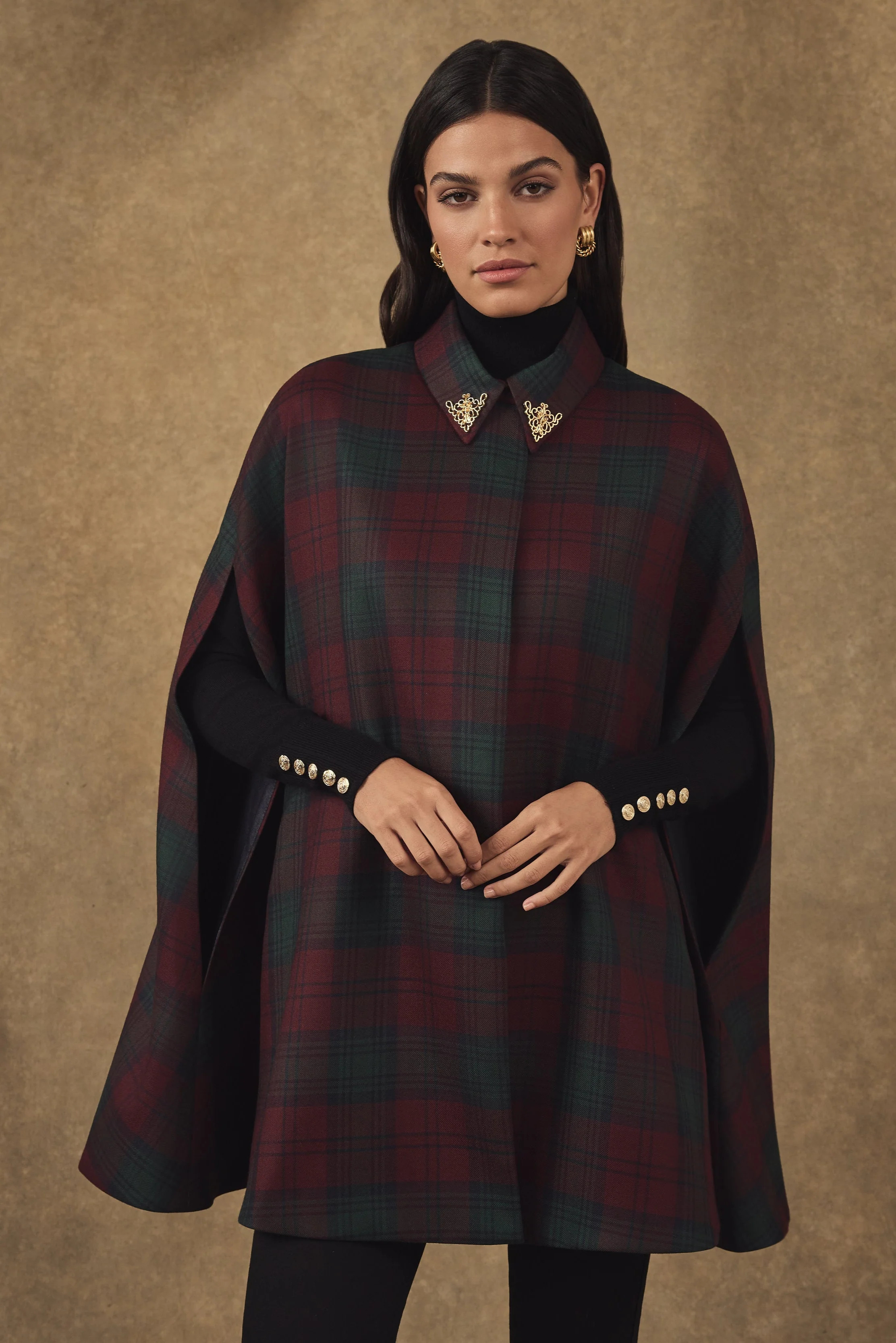 Knightsbridge Cape (Mulberry Tartan) | Holland Cooper