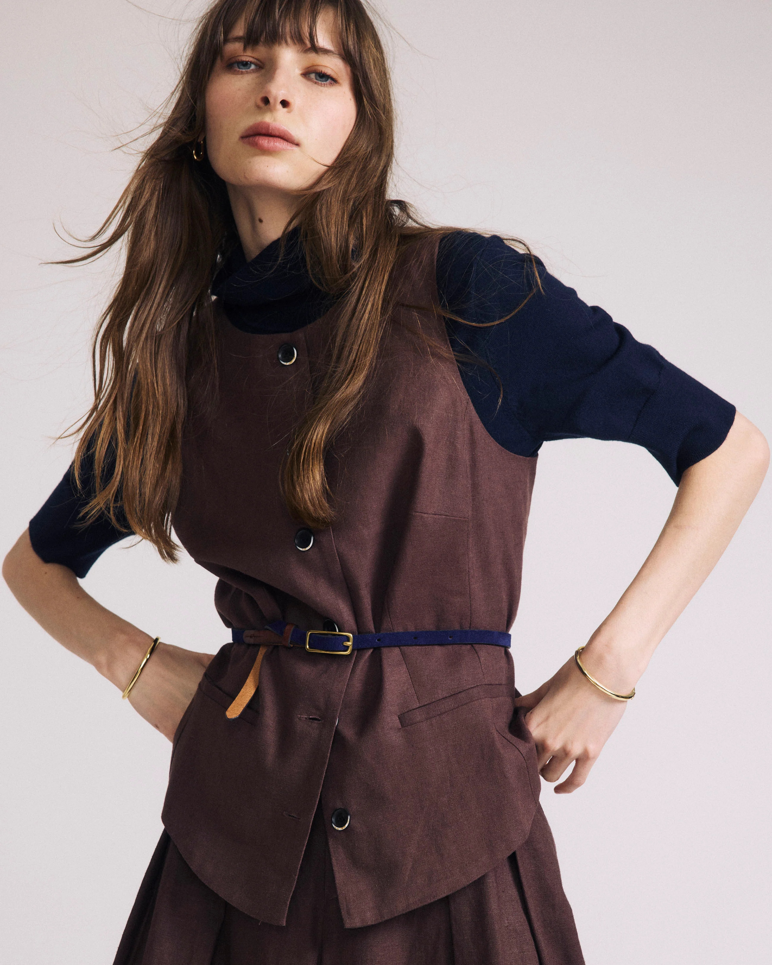 Tamsin Stretch Linen Vest - Sophisticated Brown | Universal Standard