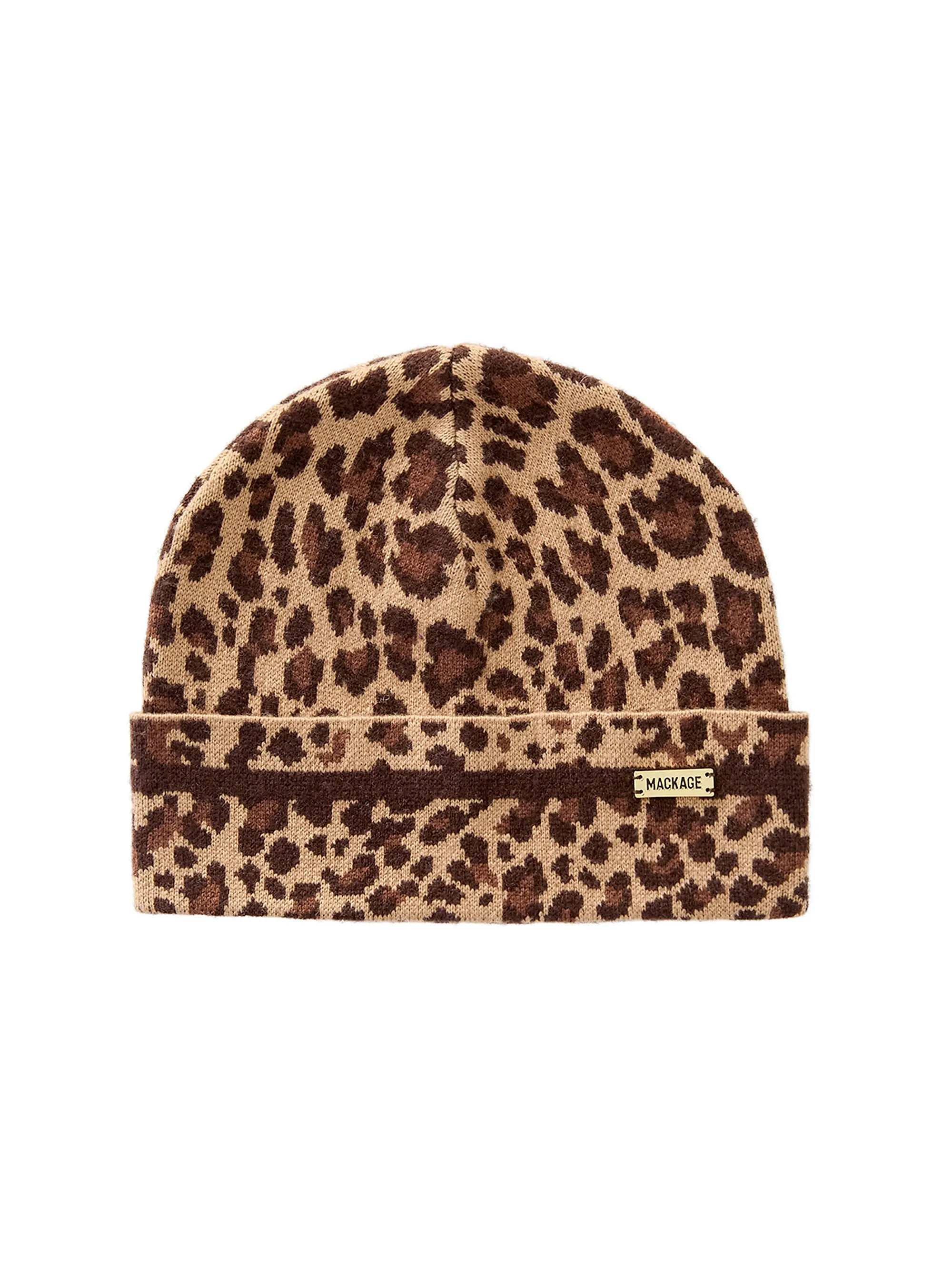 Mackage Kiko Wool-Blend Leopard Jacquard Beanie | Saks Fifth Avenue | Saks Fifth Avenue