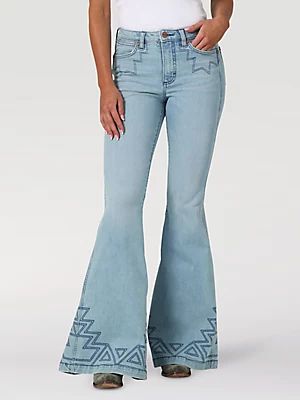 Women's Wrangler Retro® Premium High Rise Embellished Trumpet Flare Jean in Greta | Wrangler