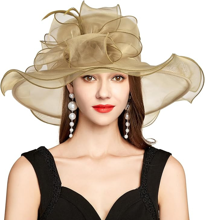 2025 Kentucky Derby Hat for Women Ladies, Organza Veil Feather Fascinator for Tea Party Church UV... | Amazon (US)