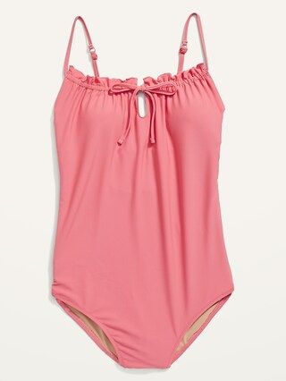 Gathered Keyhole One-Piece Swimsuit for Women | Old Navy (US)