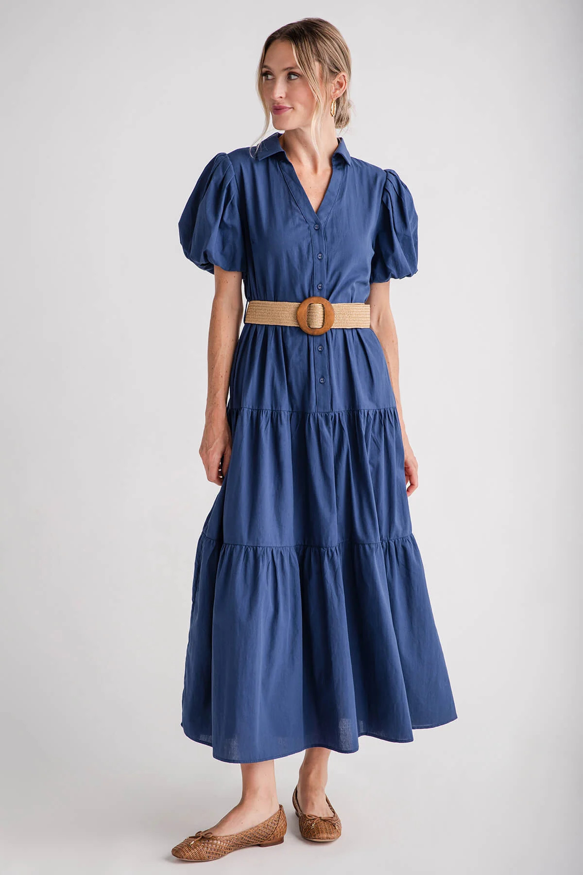 Pinch Buttondown Belted Maxi Dress | Social Threads