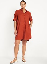Linen-Blend Shirt Dress | Old Navy (US)
