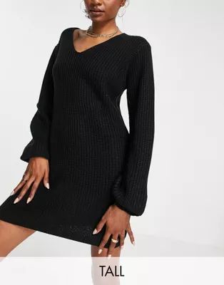 Threadbare Tall Rhiannon slouchy sweater dress in black | ASOS (Global)