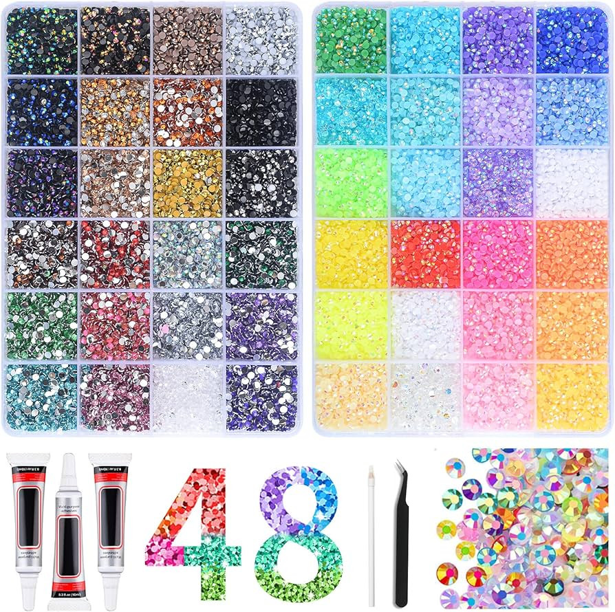 48 Colors Bedazzling Kit Bedazzle Kit,48000pcs Nail Art Rhinestones,3mm Flat Back Nail Gems Cryst... | Amazon (UK)