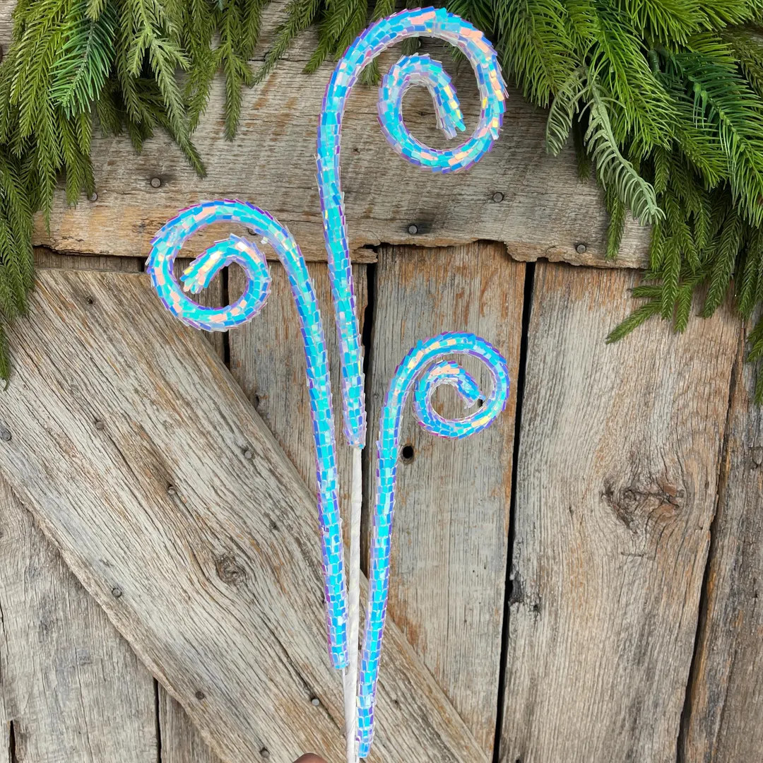 30" White Iridescent Sequin Curly Spray, Wreath Supply, Floral Supply, White Iridescent Floral Pi... | Etsy (US)