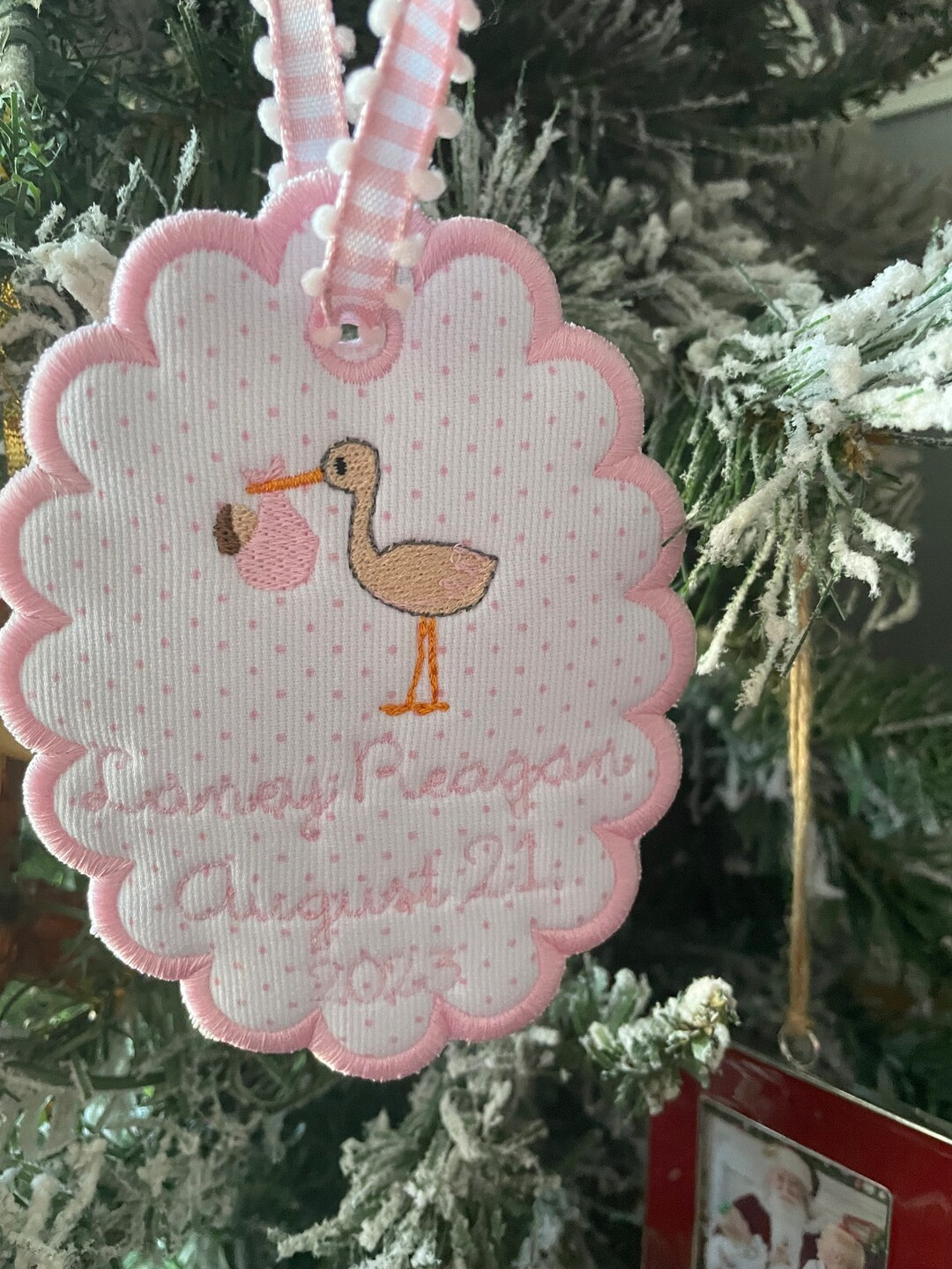 Custom Embroidered Christmas Ornament, 2023 Ornament, Scallop Ornament, Baby's First Christmas Or... | Etsy (US)
