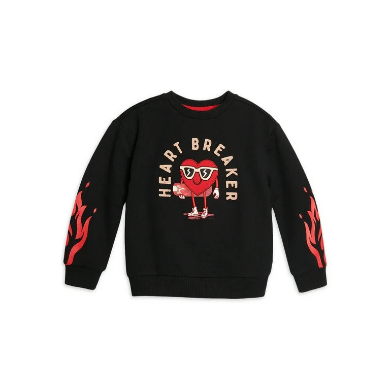 Wonder Nation Toddler Valentine Day Crewneck Sweatshirt with Long Sleeves, Sizes 2T-5T | Walmart (US)