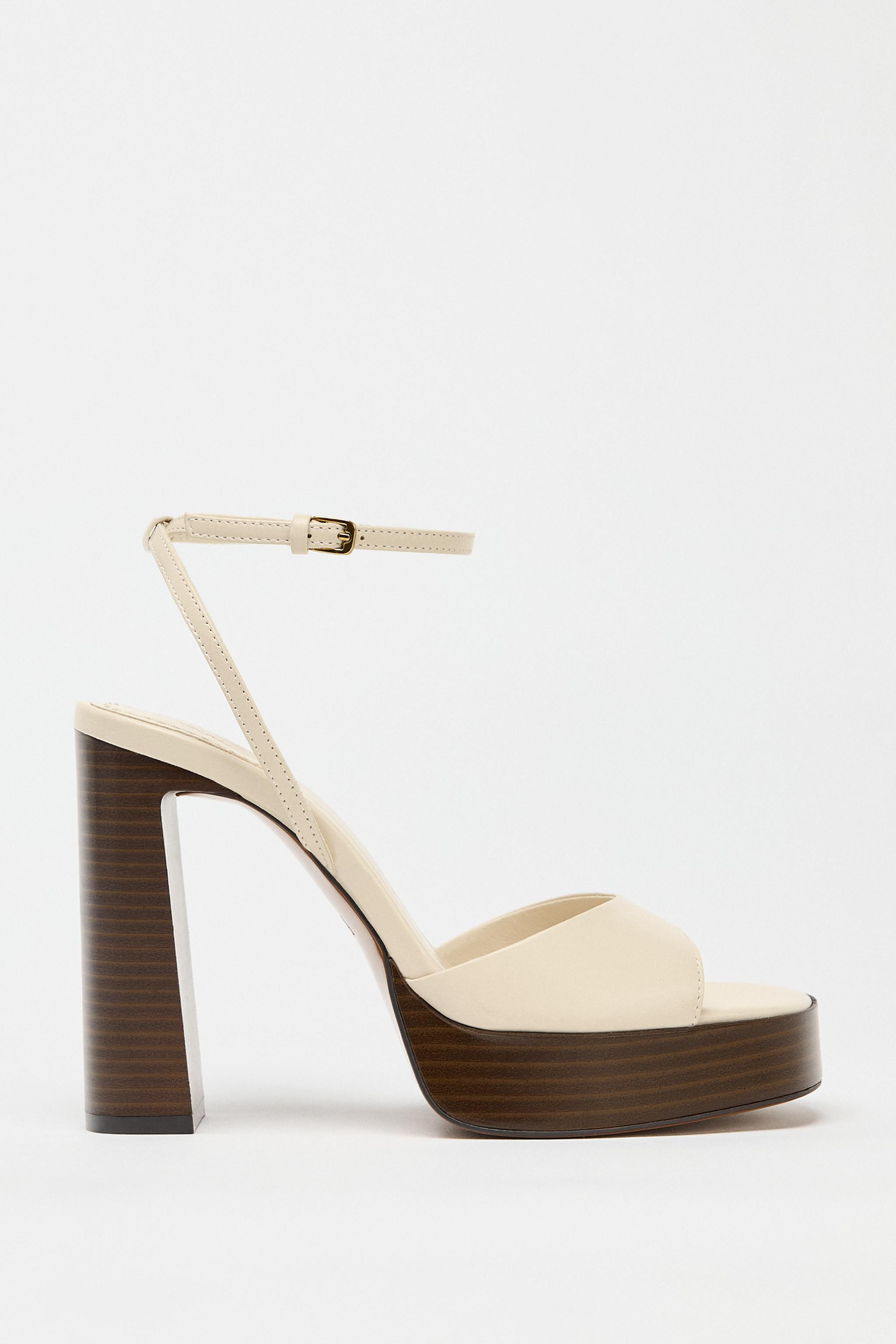 LEATHER PLATFORM HEELED SANDALS | Zara US