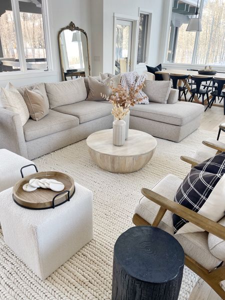 H O M E \ neutral living room with pops of black!🤍🖤🌾

Home decor
Sectional sofa 
Rug
Pillows
Coffee table 
Accent chair
Target 

#LTKhome #LTKunder100