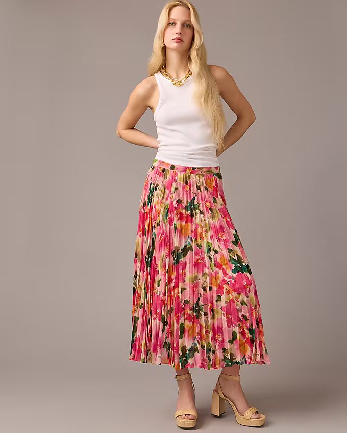 Gwyneth pleated skirt in floral chiffon | J.Crew US