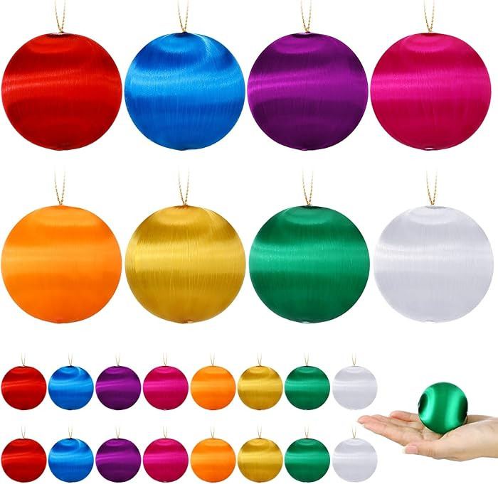 Syhood 24 Pcs Christmas Satin Balls Christmas Silk Ball Ornaments Satin Silk Xmas Tree Hanging fo... | Amazon (US)
