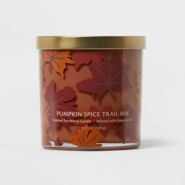 15.1oz Pumpkin Spice Trail Mix Candle Leaves Print - Opalhouse™ | Target