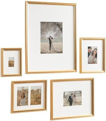 Kate and Laurel Adlynn Traditional Picture Frame Set, Set of 5, Varying Sizes, Vintage Gold, Clas... | Amazon (US)