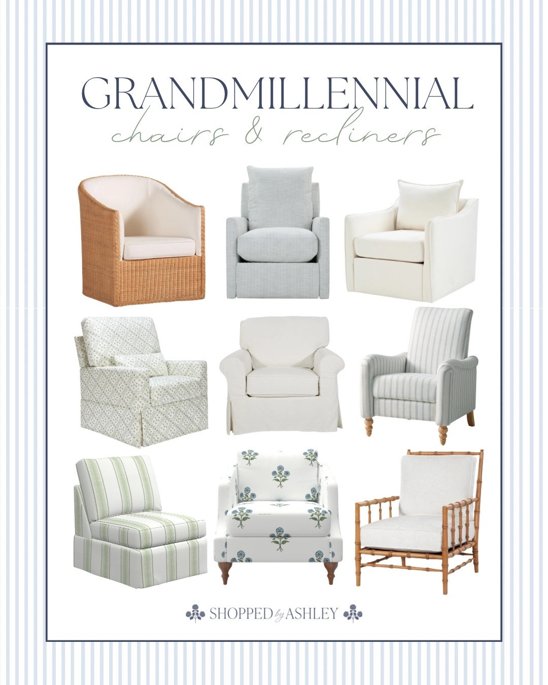 Grandmillennial accent chairs and recliners! 

Living room chairs, bedroom chairs, upholstered chair, rattan chair, white chair, cream chair, spindle chair, swivel chair, Ballard designs chair, amazon chair, reclining chair, blockprint chair 

#LTKHome