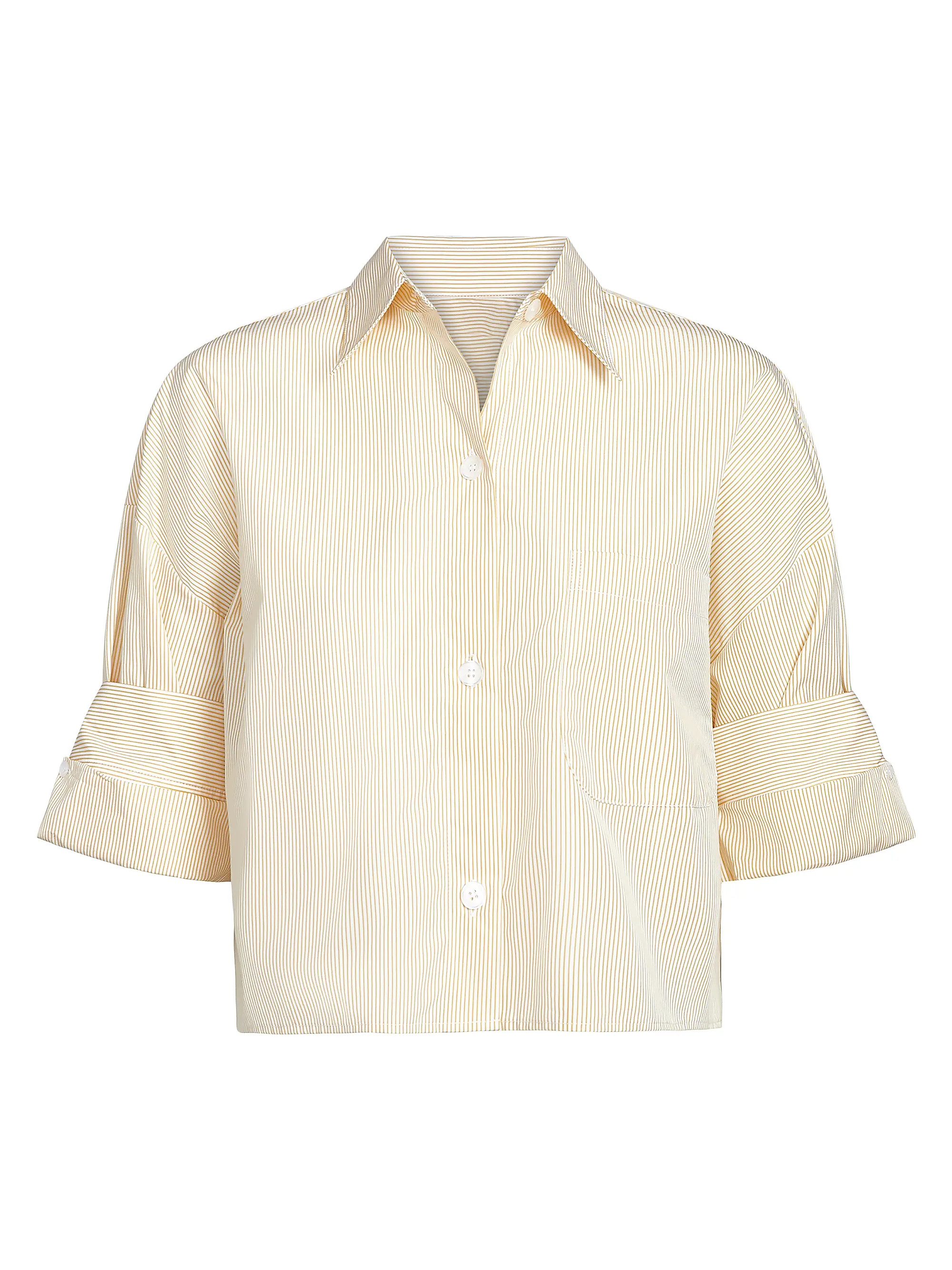 TWPNext Ex Striped Cotton Crop Shirt | Saks Fifth Avenue