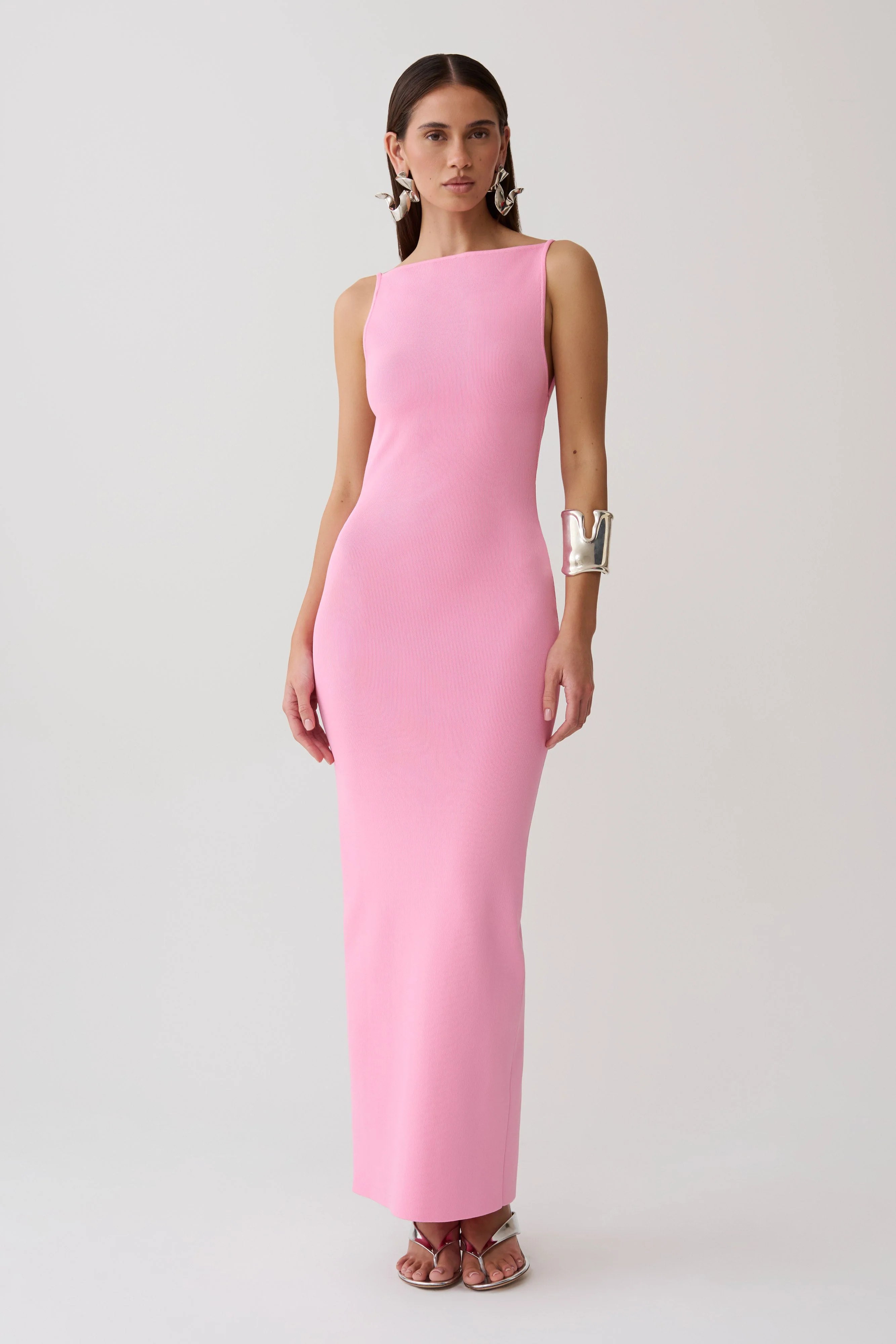 Robin Strappy Back Bandage Maxi Dress - Lipstick Pink | Meshki UK