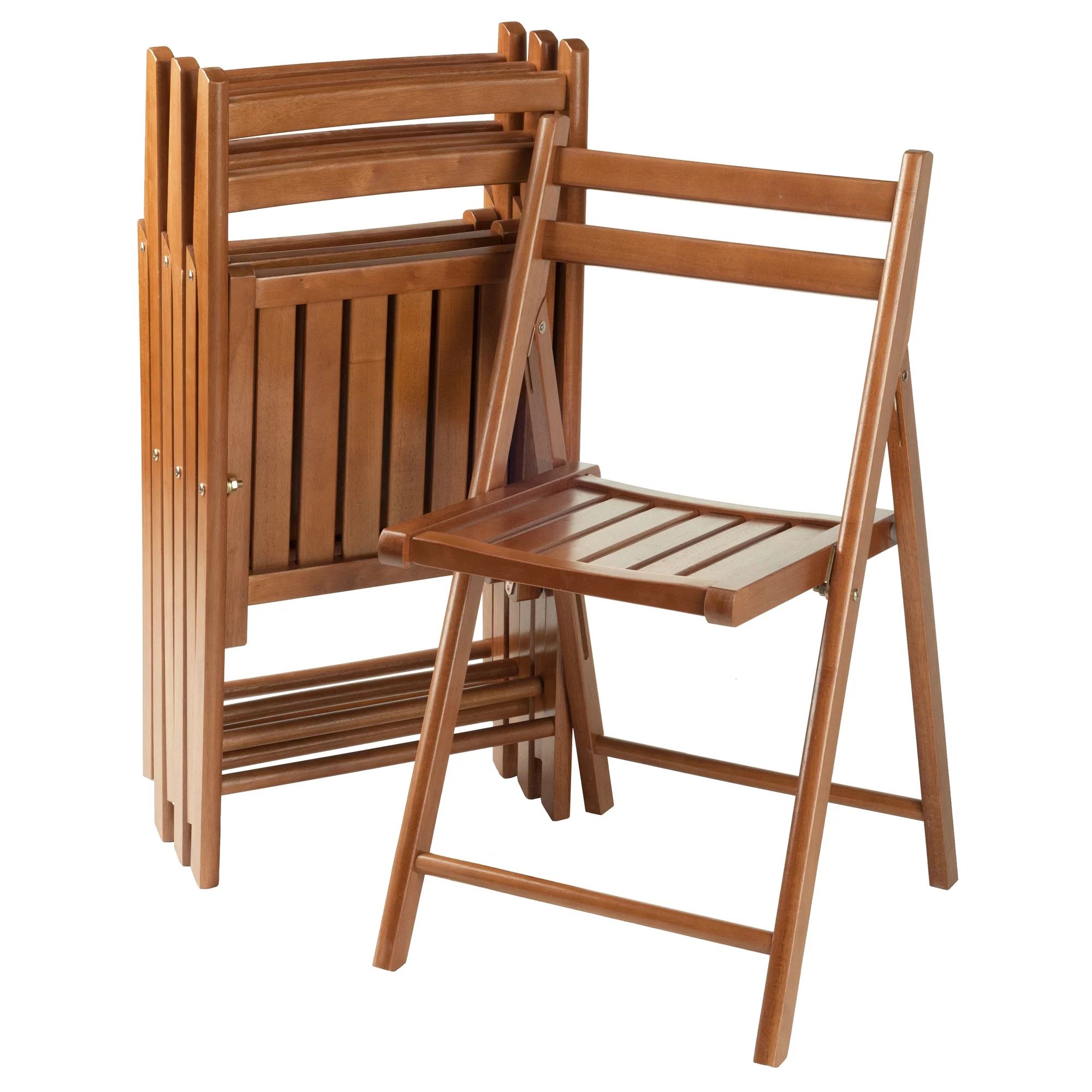 Winsome Wood Robin Folding Chair Set, Teak Finish, set of 4 | Walmart (US)