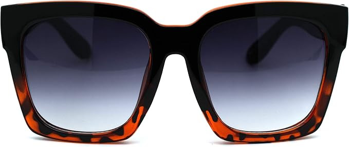 Womens Boyfriend Style XXL Oversize Horned Rim Thick Plastic Sunglasses | Amazon (US)
