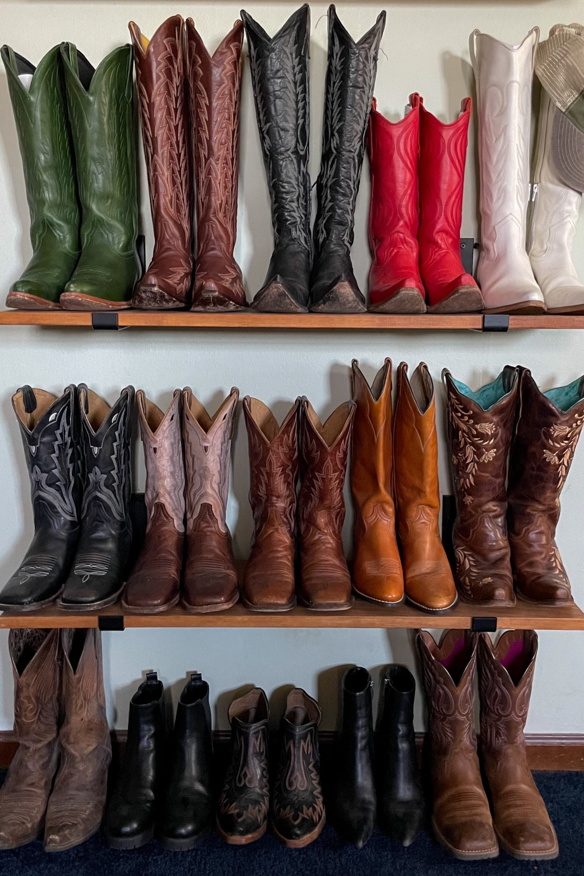 Tall brown top row: JRC & Sons Nancy boots
Two tone middle row: Idyllwind Rodeo Perforance
Orange brown middle row: Vintage acme
Embroidered middle row: Discontinued Corral, similar linked 

#LTKFestival #LTKstyletip #LTKshoecrush