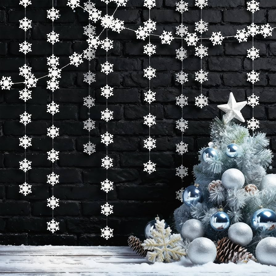 Cheerland White Snowflake Garland Winter Wonderland Hanging Decorations Christmas Snowflakes Ceil... | Amazon (US)