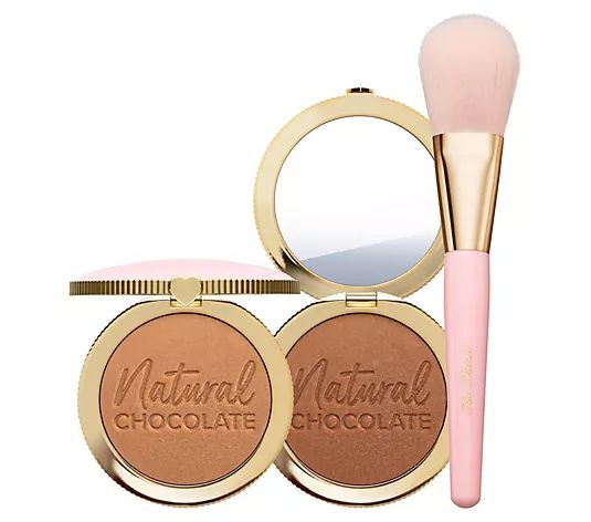 Too Faced Chocolate Soleil: Natural Bronzer Duo& Brush - QVC.com | QVC