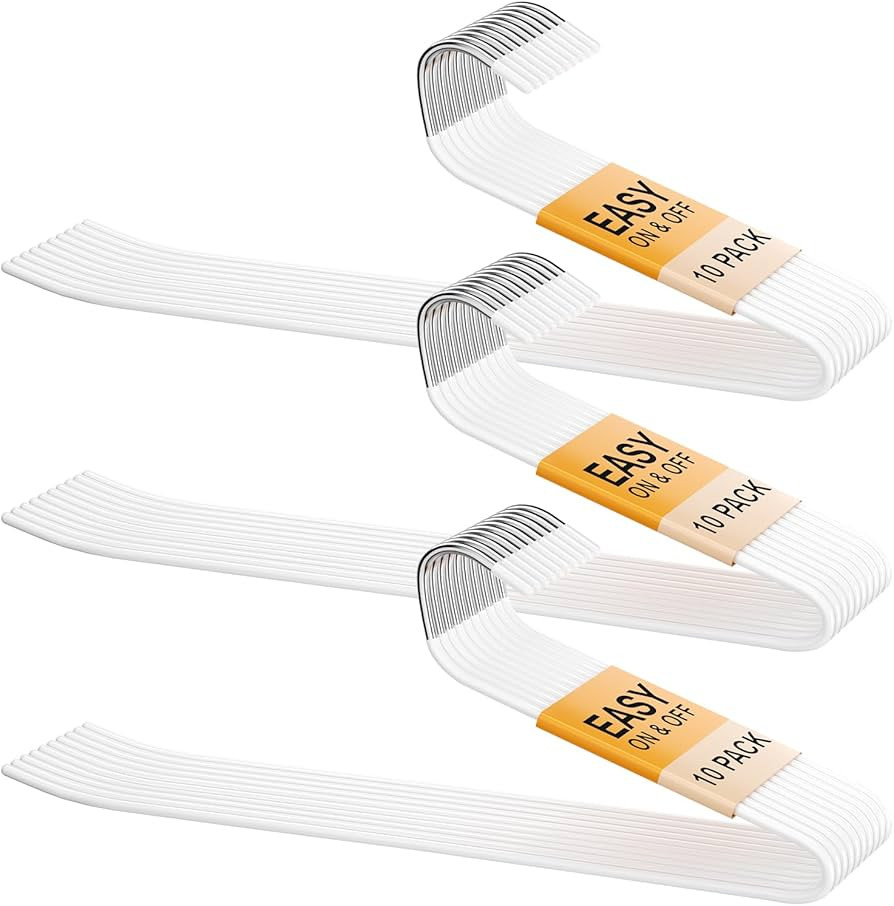 MOPALL Pants Hangers 30 Pack, Non Slip Durable Open Ended Metal Clothes Hangers, Rubber Coated Tr... | Amazon (US)